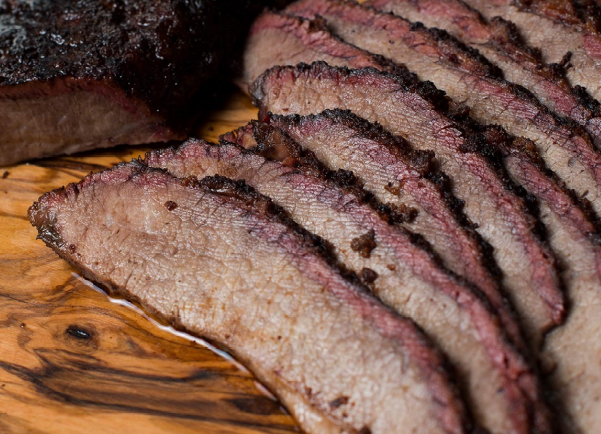 Sliced smoked brisket