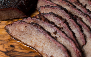 Sliced smoked brisket