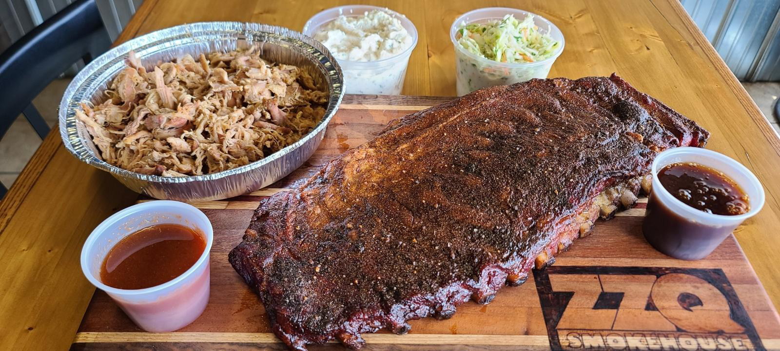 This photo shows a brisket on a table.