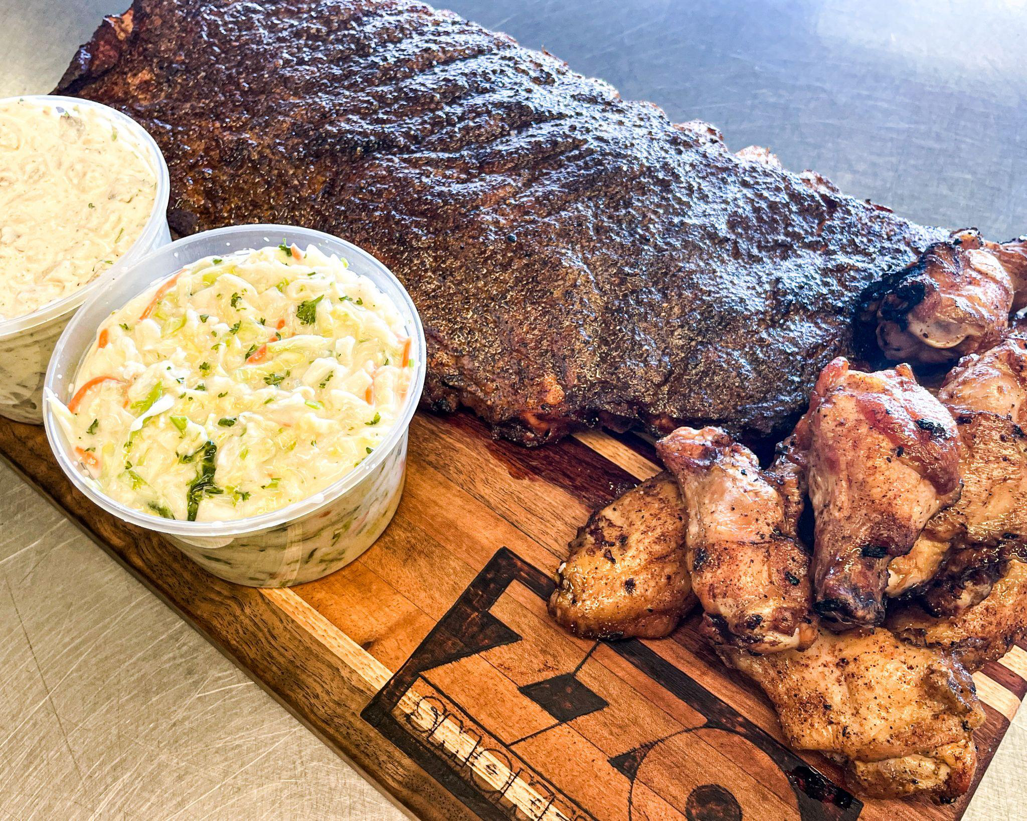 This photo shows a platter of meat.
