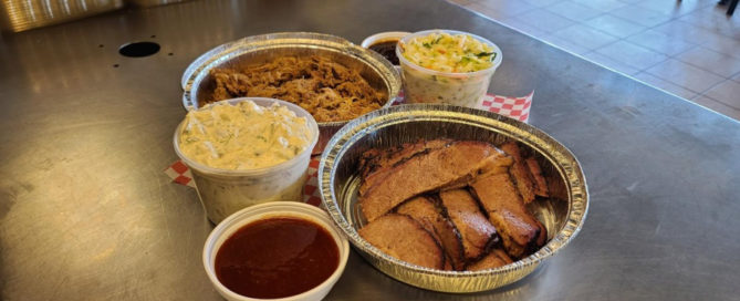 This photo shows some food on a table.